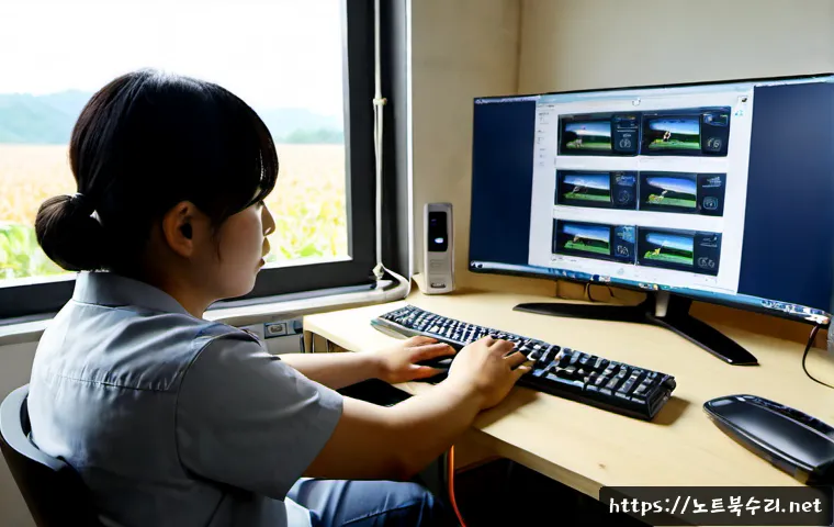 남양읍 STATUS_DEVICE_NOT_READY - Photorealistic remote-support workstation in Namyang-eup, South Korea, desktop computer displaying a...