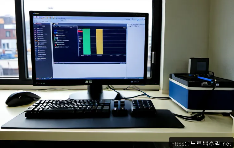 마장동 윈도우10 windows10 재설치 포맷  초기화 - Photorealistic remote-support workstation in a compact Majang-dong office, desktop monitor showing a...