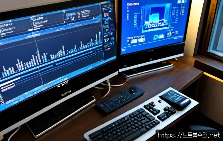도원동 CLOCK_WATCHDOG_TIMEOUT - Photorealistic remote-support workstation in a compact Dowon-dong apartment office, ultrawide monito...