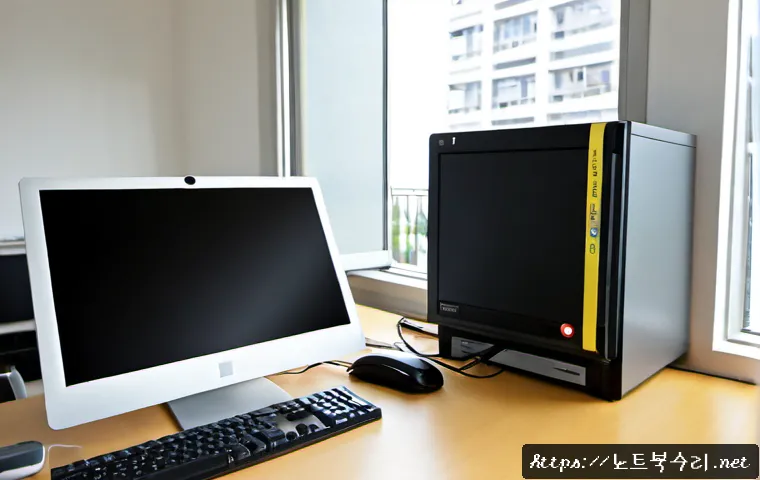 하계동 STATUS_FILE_WRITE_FAILURE - Photorealistic IT support workstation in a quiet residential district office, technician examining a...
