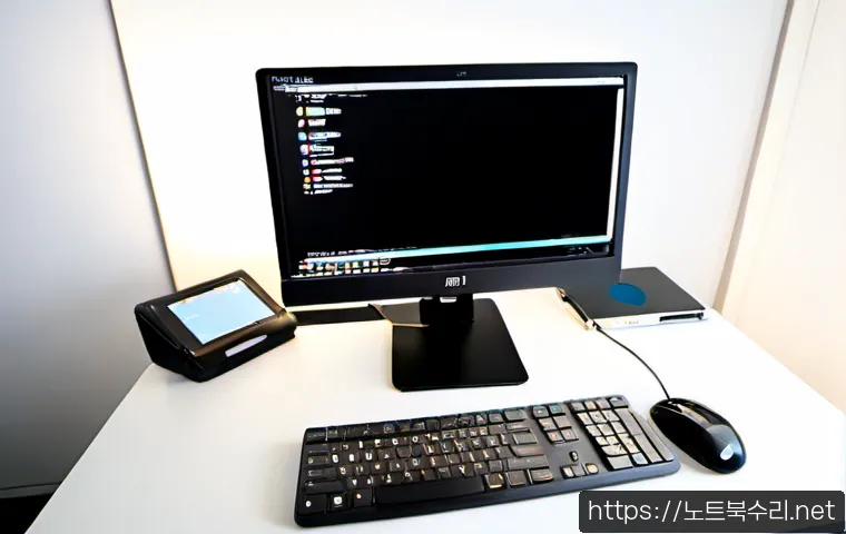 청덕동 해킨토시 재설치 포맷  초기화 - Photorealistic IT workstation in a quiet Cheongdeok-dong apartment office, sleek unbranded all-in-on...