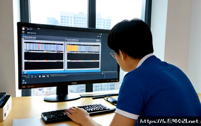 대림동 WATCHDOG_VIOLATION - Photorealistic remote-support workstation in a compact Daerim-dong apartment office, dual monitors s...