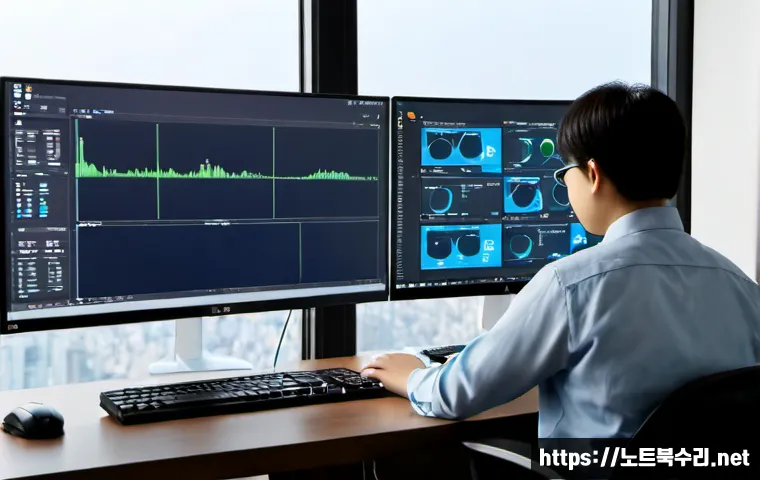 자곡동 STATUS_KERNEL_INIT_FAILURE - Photorealistic IT support workstation in a modern Jagok-dong apartment office, ultrawide monitor sho...
