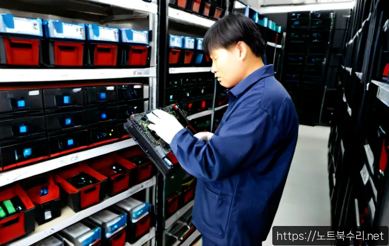 가락동 server출장방문수리점 - Photorealistic on-site server repair inside a compact produce-market office near Garak district, tec...