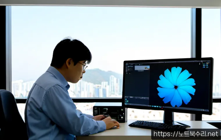 송죽동 STATUS_DEVICE_NOT_READY - Photorealistic IT support workstation in Songjuk-dong, Suwon, an office desktop tower with an inacti...
