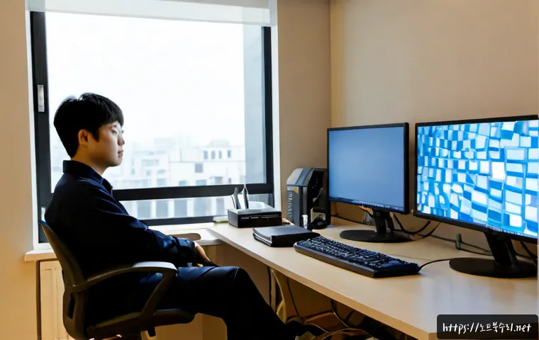 봉익동 STATUS_STACK_OVERFLOW - Photorealistic compact software support workstation in a quiet Bongik-dong apartment office, technic...