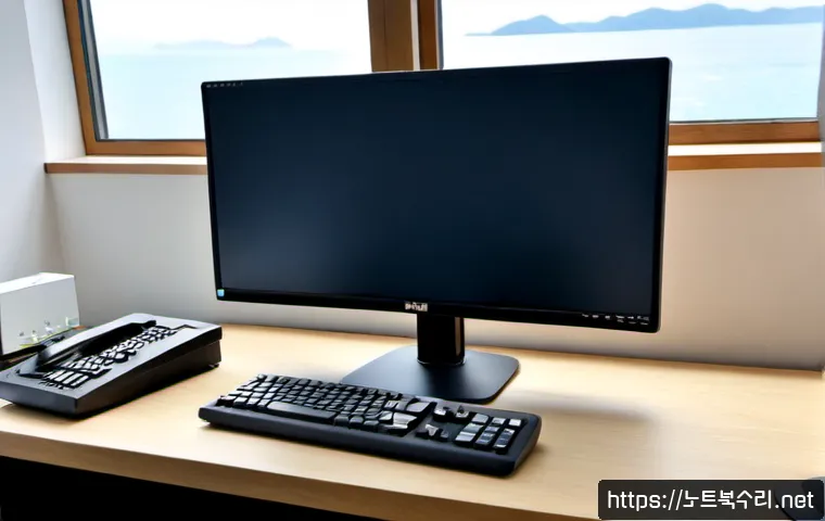 용유동 HARDWARE_FAILURE - Photorealistic remote IT support workstation in Yongyu-dong, failed desktop tower opened beside a du...