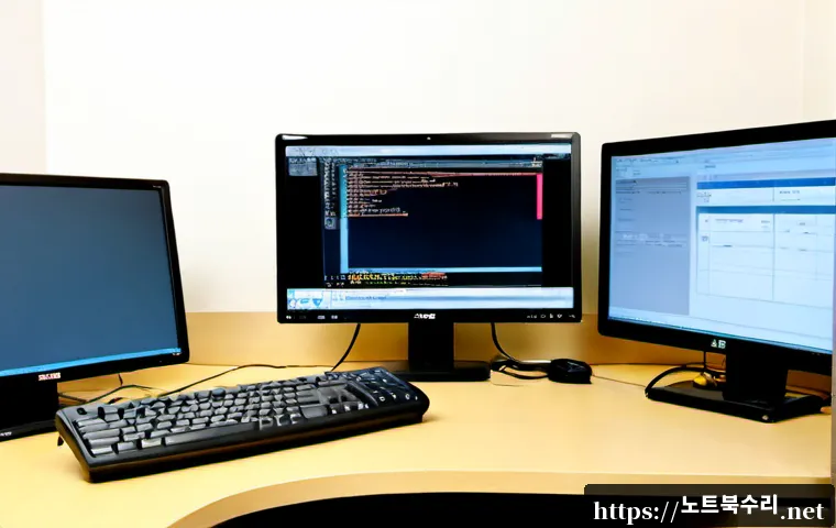 휘경동 SESSION5_INITIALIZATION_FAILED - Photorealistic compact home-office workstation in a quiet older apartment district, dual monitors sh...