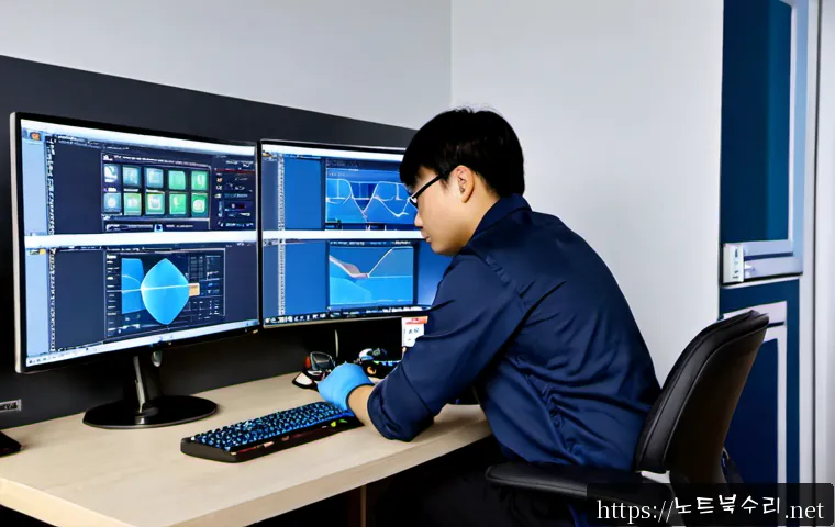 무지내동 DRIVER_CAUGHT_MODIFYING_FREED_POOL - Photorealistic remote-support workstation in a compact Korean apartment office, technician reviewing...
