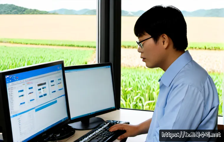 설성면 STATUS_INVALID_CALLER - Photorealistic remote-support workstation in a quiet rural office near Seolseong-myeon, technician e...