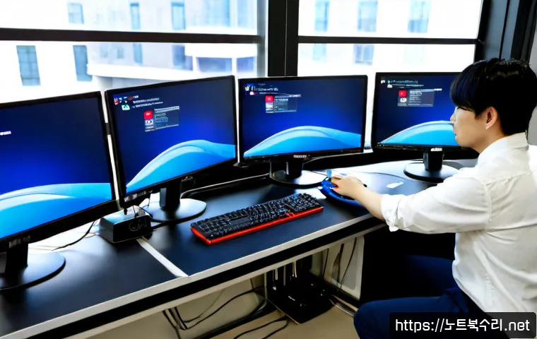팔달구 VIDEO_DRIVER_INIT_FAILURE - Photorealistic remote-support workstation in Paldal-gu, Suwon, dual monitors with one display showin...