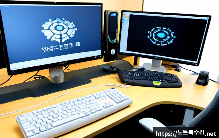 광석동 Press Ctrl Alt Del to restart - Photorealistic IT support workstation in a compact Gwangseok-dong office, designer pressing a three-...