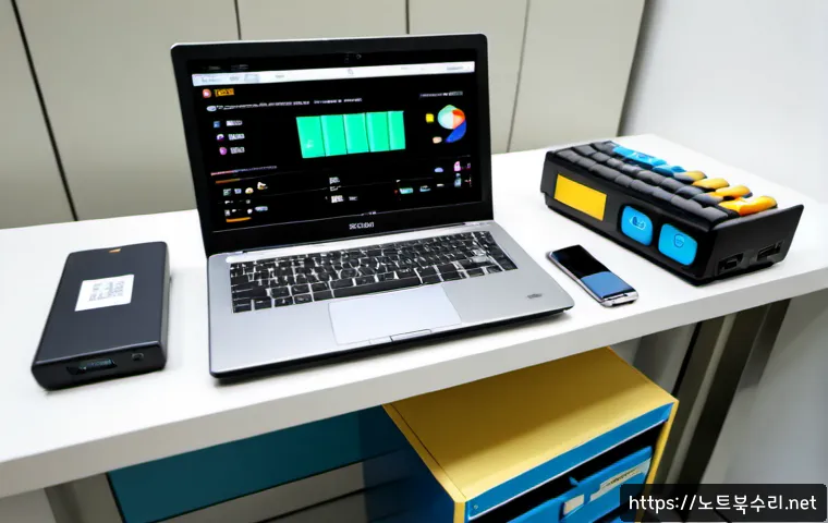 전동 FAT_FILE_SYSTEM - Photorealistic electric utility workstation, rugged laptop beside a compact battery-powered maintena...