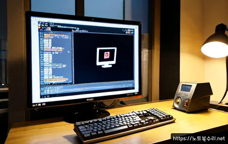 혜화동 NTLDR is compressed - Photorealistic IT support workstation in a compact Hyehwa-dong studio office, vintage desktop comput...