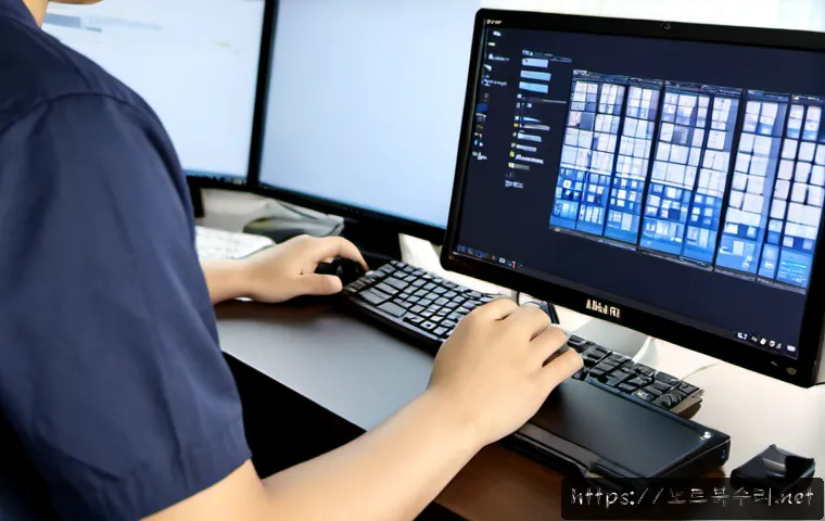 무지내동 bootdevice - Photorealistic IT support workstation in a quiet Korean residential district, technician installing ...