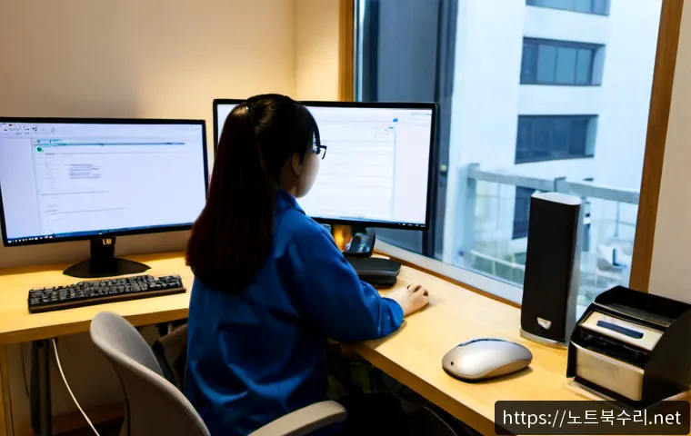 화서동 SESSION3_INITIALIZATION_FAILED - Photorealistic remote-support workstation in a Hwaseo-dong apartment home office, dual monitors show...