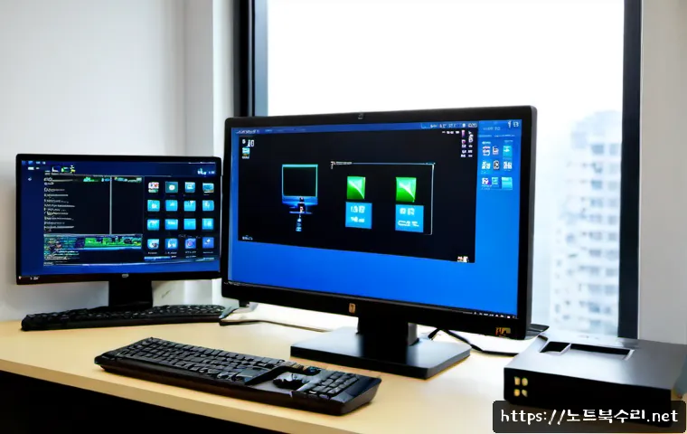 홍파동 KERNEL_STACK_INPAGE_ERROR - Photorealistic remote IT support scene in a compact Hongpa-dong apartment office, desktop workstatio...