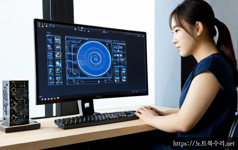 당수동 본체 꺼졌다 켜졌다 할때 - Photorealistic desktop support scene in a compact apartment workspace, a tower PC repeatedly powerin...