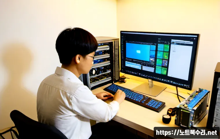 하갈동 오버클럭 뚜따 - Photorealistic PC repair workstation in a compact Hagal-dong apartment office, technician carefully ...