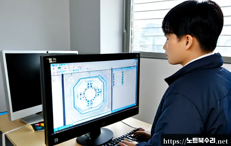 구리시 STATUS_INVALID_OBJECT - Photorealistic remote-support workstation in Guri, South Korea, a technical designer studying a desk...