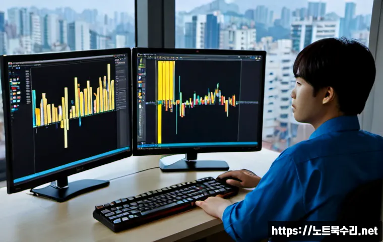 삼산동 STATUS_STACK_OVERFLOW - Photorealistic IT support workstation in Samsan-dong, a focused technician examining a desktop monit...