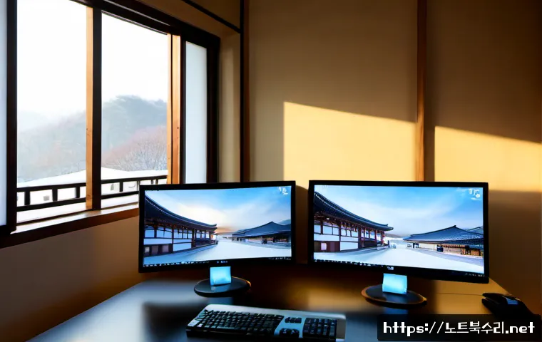 운니동 STATUS_FLOAT_OVERFLOW - Photorealistic software support workstation in a quiet Unni-dong studio, dual monitors displaying a ...