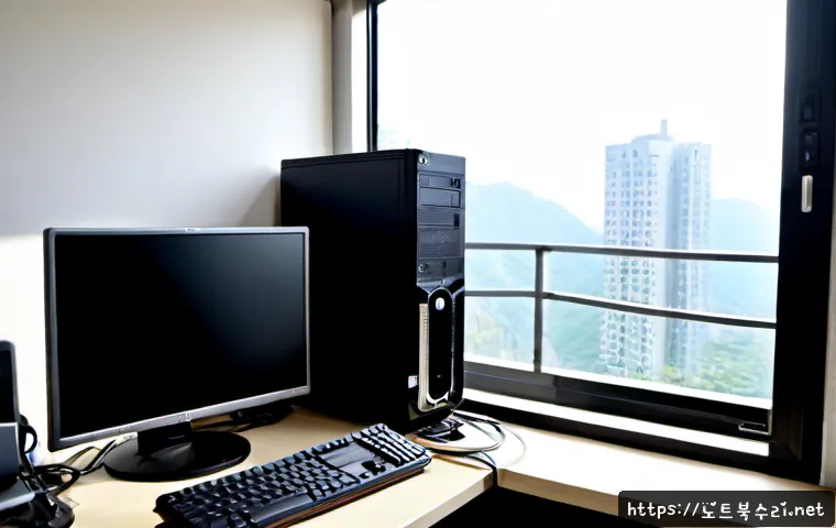 효성동 프리도스 윈도우설치 - Photorealistic PC support workstation in a compact Hyoseong-dong apartment, newly assembled desktop ...