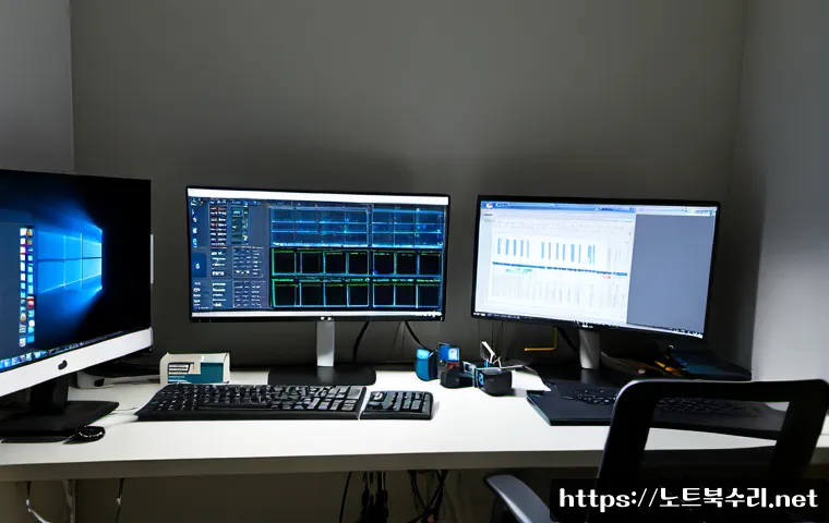 무교동 NAS출장방문수리점 - Photorealistic NAS field repair inside a compact Mugyo-dong office, technician connecting diagnostic...
