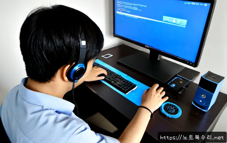 보정동 STATUS_KERNEL_DRIVER_CORRUPTION - Photorealistic IT support workstation in a quiet Bundang residential office, dual monitors showing a...
