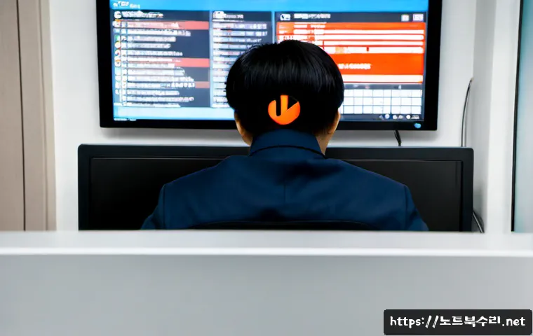 반정동 STATUS_KERNEL_PERMISSION_DENIED - Photorealistic IT support workstation in a modern Korean apartment-office near Banjeong-dong, frustr...