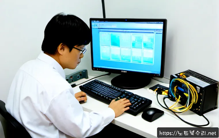 가산면 DRIVER_CAUGHT_MODIFYING_FREED_POOL - Photorealistic remote-support workstation in a compact industrial office in Gasan-myeon, Korean tech...