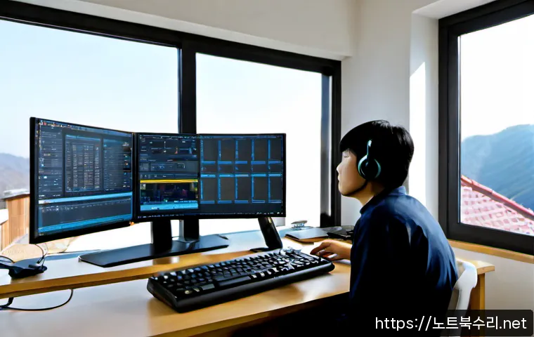 대야미동 STATUS_INVALID_CALLER - Photorealistic remote-support workstation in a quiet Korean suburban apartment, IT technician using ...
