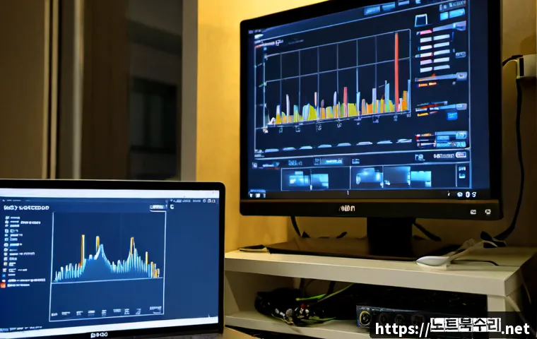 행운동 신호없음 - Photorealistic remote-support workstation in a compact Korean apartment, frustrated technician holdi...