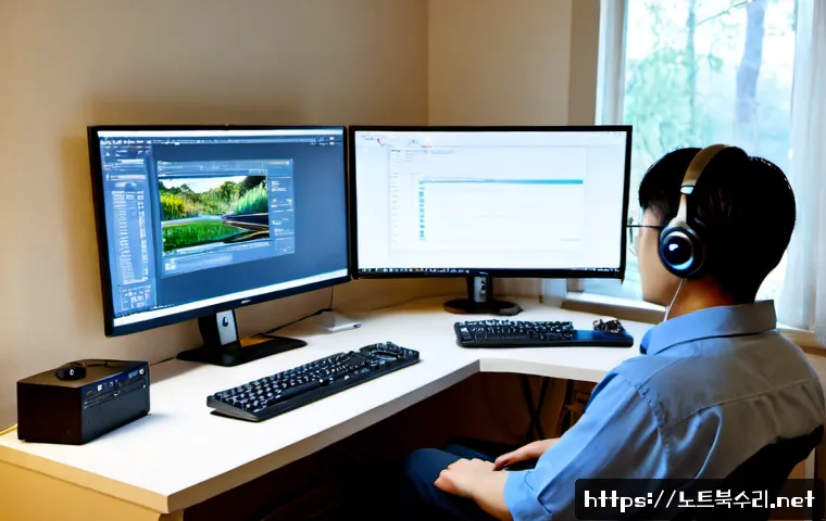 별내면 SESSION5_INITIALIZATION_FAILED - Photorealistic remote-support workstation in a quiet suburban apartment near wooded low hills, dual ...
