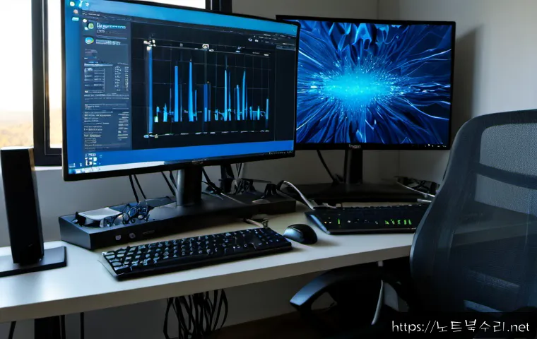 하봉암동 STATUS_KERNEL_MODE_EXCEPTION - Photorealistic IT support workstation in a compact apartment office near a quiet hillside neighborho...