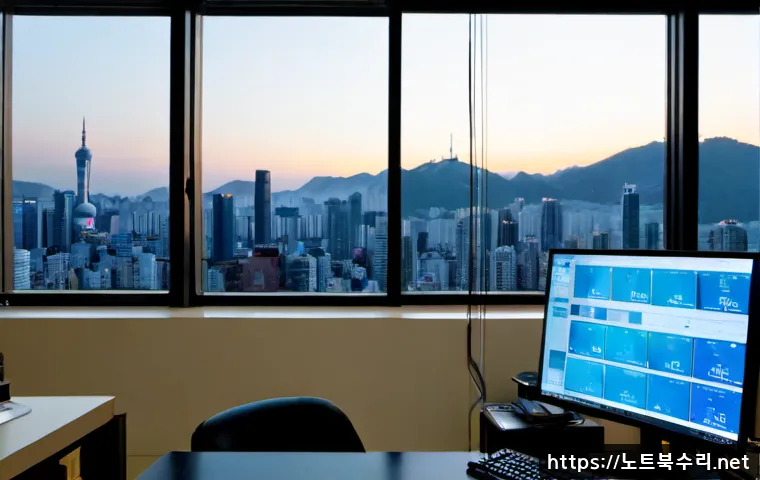 광희동 NTLDR is compressed - Photorealistic compact IT workstation in a Gwanghui-dong office studio, ultrawide monitor showing a ...