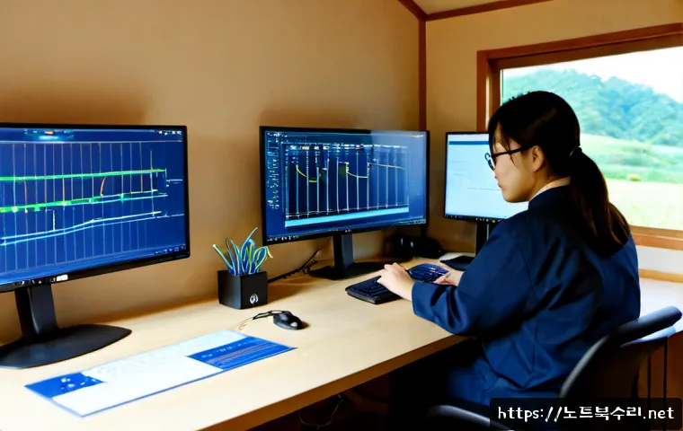적성면 케이블연결확인 - Photorealistic rural Korean home office, technician verifying a securely connected Ethernet cable be...
