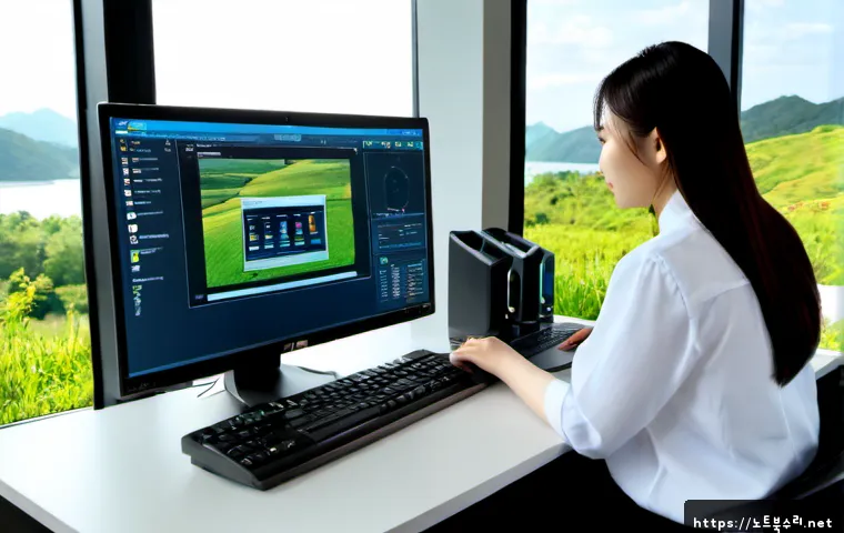 와부읍 BUGCODE_USB_DRIVER - Photorealistic remote IT support workstation in a modern Wabu-eup office, desktop tower opened besid...