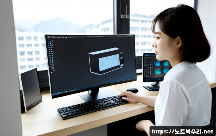 태장동 STATUS_FLOAT_OVERFLOW - Photorealistic software support workstation in a modest Korean residential district office, dual mon...