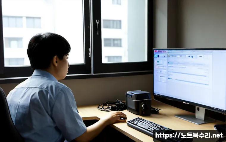 길동 부팅안됨 - Photorealistic remote-support workstation in a compact Gildong apartment office, desktop computer st...