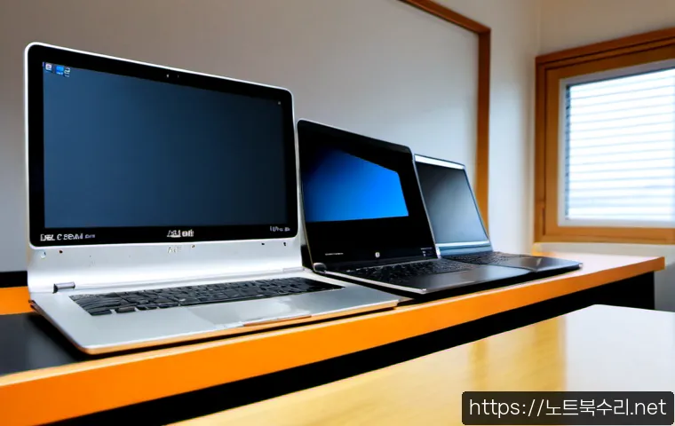 도렴동 맥북에어 판매 및 수리 - Photorealistic premium laptop sales counter in a compact Doryeom-dong electronics workshop, ultra-th...