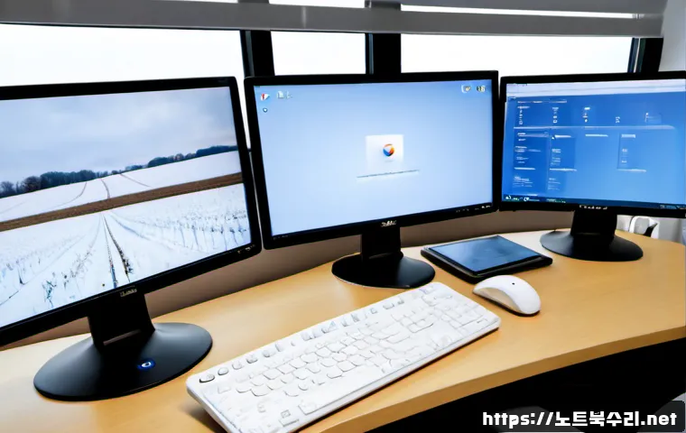 흥천면 STATUS_INVALID_CALLER - Photorealistic remote-support workstation in a quiet rural office, ultrawide monitor showing an abst...