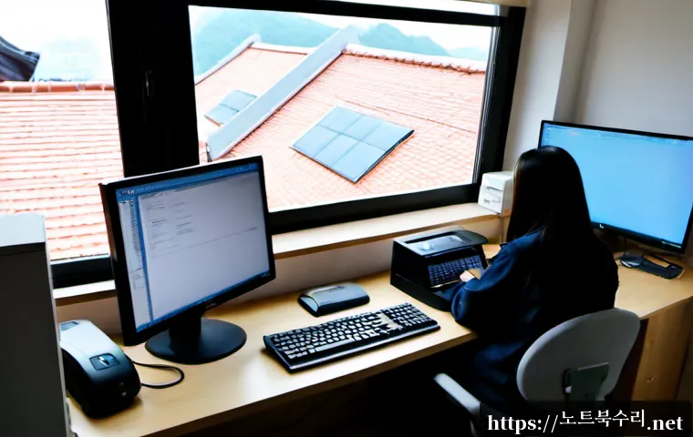 매향동 STATUS_IMAGE_ACCESS_DENIED - Photorealistic remote-support workstation in a quiet Maehyang-dong apartment office, desktop monitor...