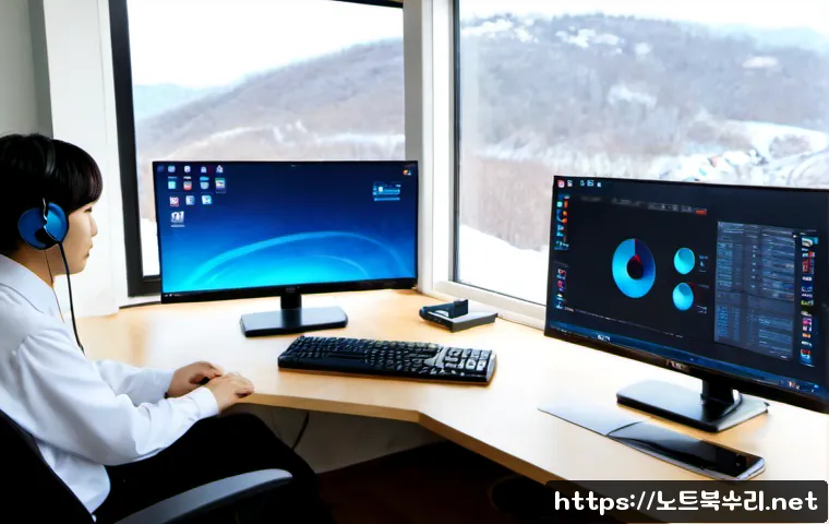 창수면 CLOCK_WATCHDOG_TIMEOUT - Photorealistic remote-support workstation in a quiet Changsu-myeon home office, dual monitors showin...