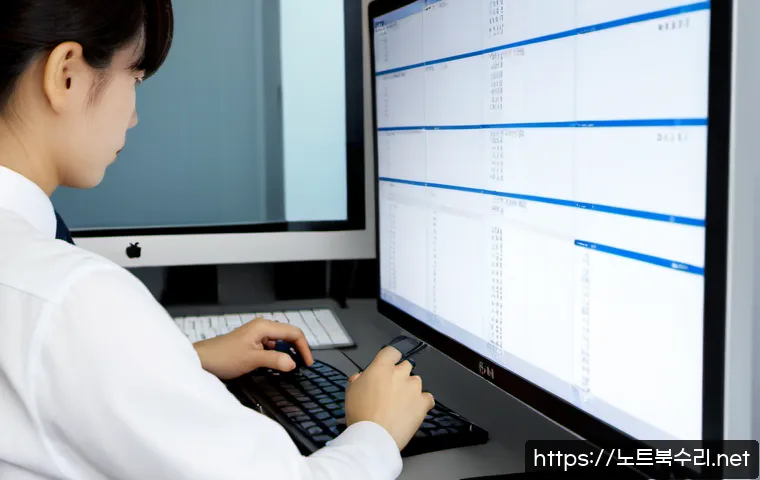 중구 STATUS_FLOAT_INEXACT_RESULT - Photorealistic IT support workstation in a compact central Seoul office, dual monitors showing a bla...