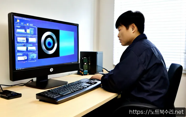 매화동 BOOTMGR is Compressed - Photorealistic remote IT support workstation in a compact office near a quiet plum-blossom-lined res...