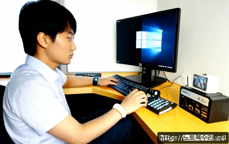 와룡동 HARDWARE_FAILURE - Photorealistic remote-support workstation in a compact Waryong-dong apartment office, desktop monito...