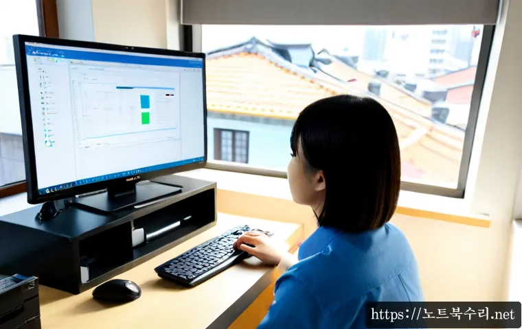 증일동 REGISTRY_ERROR - Photorealistic remote-support workstation in a compact Korean apartment office, desktop monitor show...