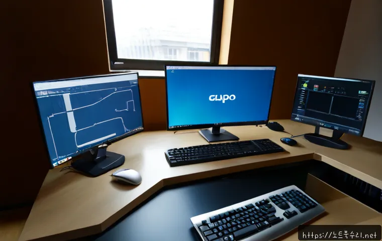 구포동 STATUS_PRIVILEGED_INSTRUCTION - Photorealistic remote-support workstation in a quiet Gupo-dong apartment office, desktop monitor dis...
