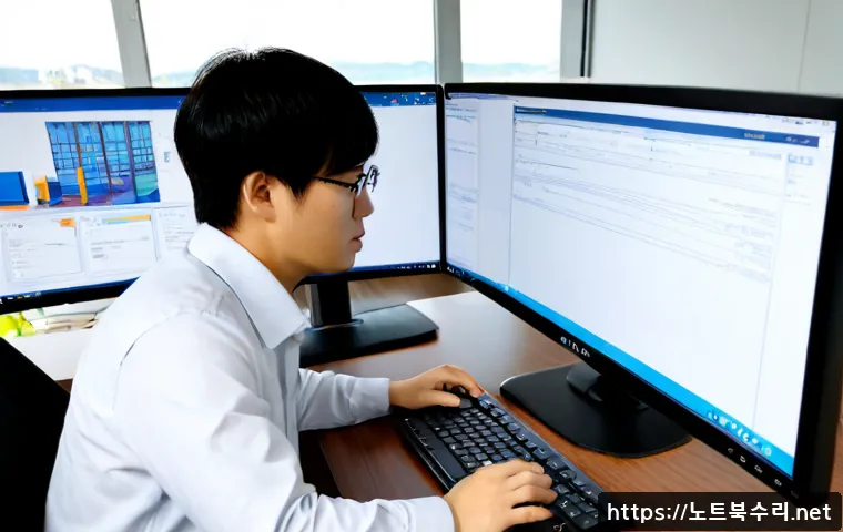 이의동 STATUS_FILE_LOCK_CONFLICT - Photorealistic IT support workstation in a modern Suwon office near a quiet lakeside business distri...